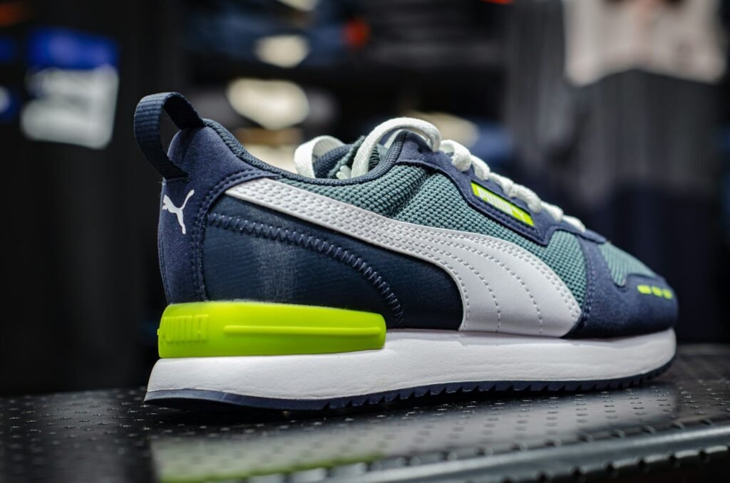 a close up of a shoe on a table